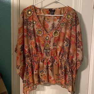 Womens Boho Blouse with Batwing Sleeves